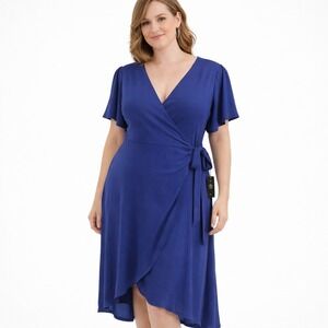 Lulus My Whole Heart Royal Blue Wrap Dress High-Low Maxi XL NWT Wedding Guest